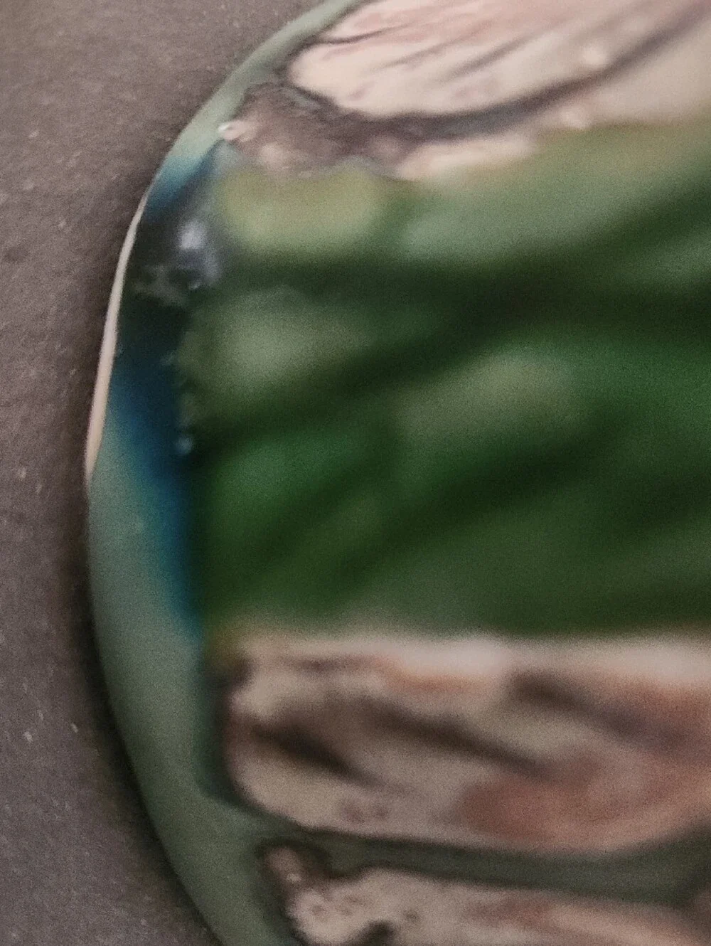 Green Ceramic Vase with Floral Relief